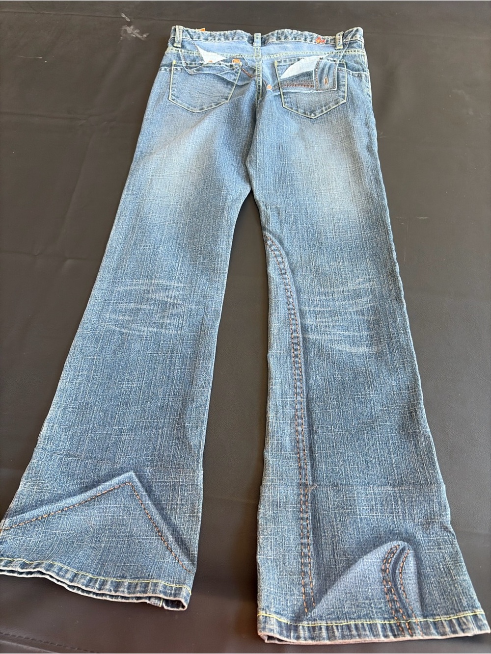 Y2K Low Rise Deconstructed Flare Jeans Asymmetrical Zip Size 26